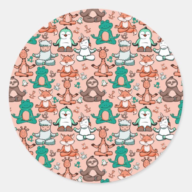 Yoga poses pattern | Yoga seamless pattern 54 Runder Aufkleber (Vorderseite)