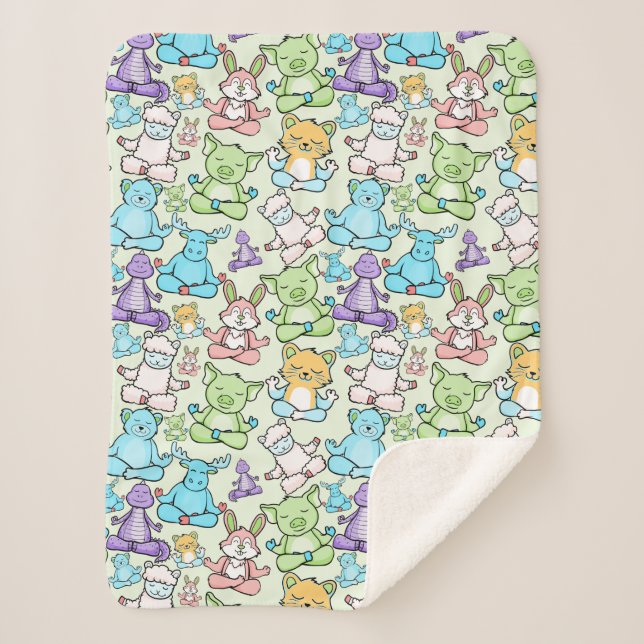 Yoga poses pattern | Yoga seamless pattern 63 Sherpadecke (Vorderseite)