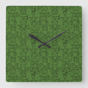Yoga poses pattern Yoga seamless pattern 8 Quadratische Wanduhr