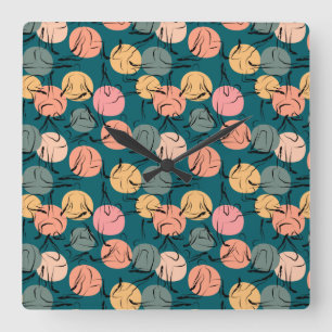 Yoga-Poses Yoga seamless pattern 23 Quadratische Wanduhr