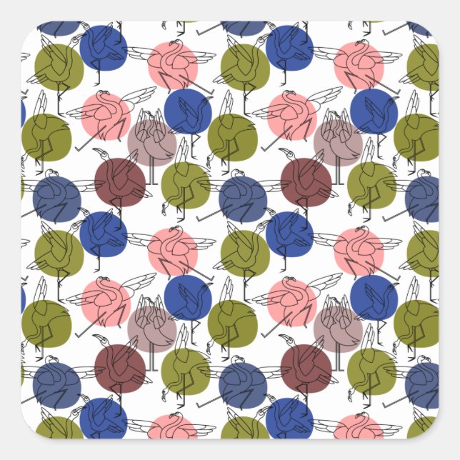 Yoga-Poses Yoga seamless pattern 34 Quadratischer Aufkleber (Vorderseite)