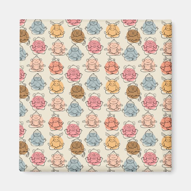 Yoga-Poses Yoga seamless pattern 42 Magnet (Vorne)