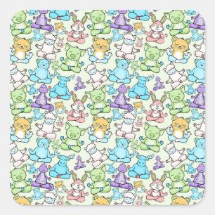 Yoga-Poses Yoga seamless pattern 63 Quadratischer Aufkleber