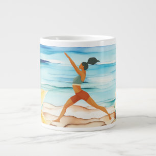 Yoga-Position am Strand Jumbo-Tasse