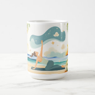 Yoga-Position am Strand Kaffeetasse