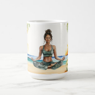 Yoga-Position am Strand Kaffeetasse