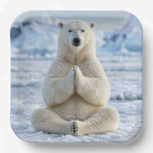 Yoga-Position des Eisbären Pappteller