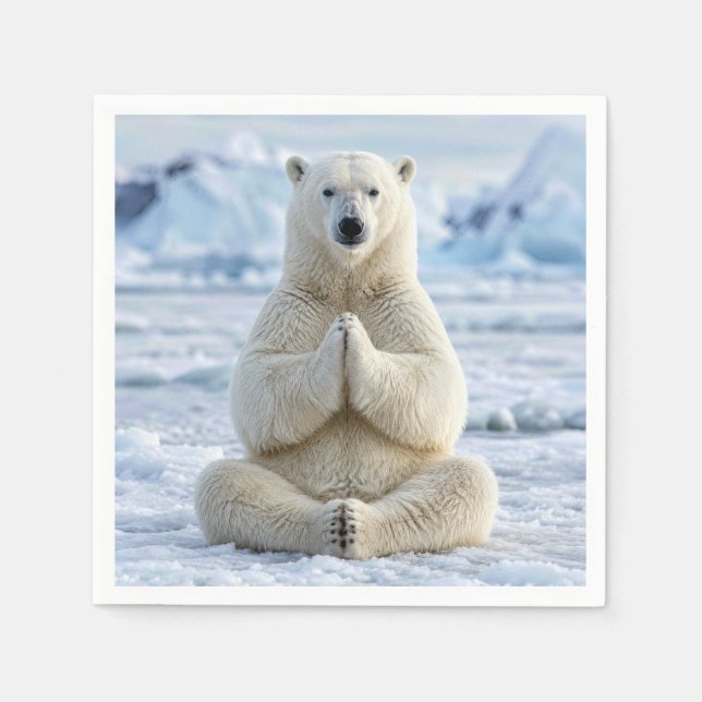Yoga-Position des Eisbären Serviette (Vorderseite)