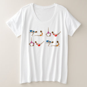 Yoga-Positionen Bunte Frauen beim Training Große Größe T-Shirt