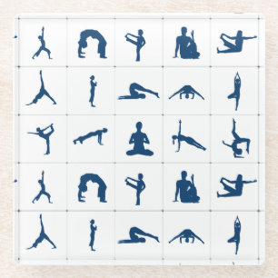 Yoga-Positionen für Zen- und Meditationszwecke Wo Glasuntersetzer