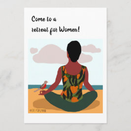 Yoga-positorische Frau lädt ein Einladung