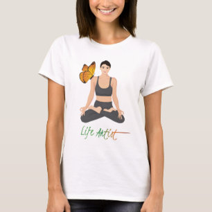 Yoga-Profi-Lebenskünstler-Slogan-Schmetterling T-Shirt