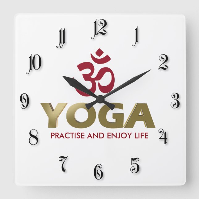Yoga Quadratische Wanduhr (Vorderseite)