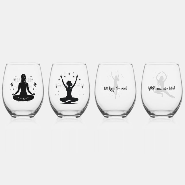YOGA Quotes-Set 4 Weinglas Ohne Stiel (Vorderseite)