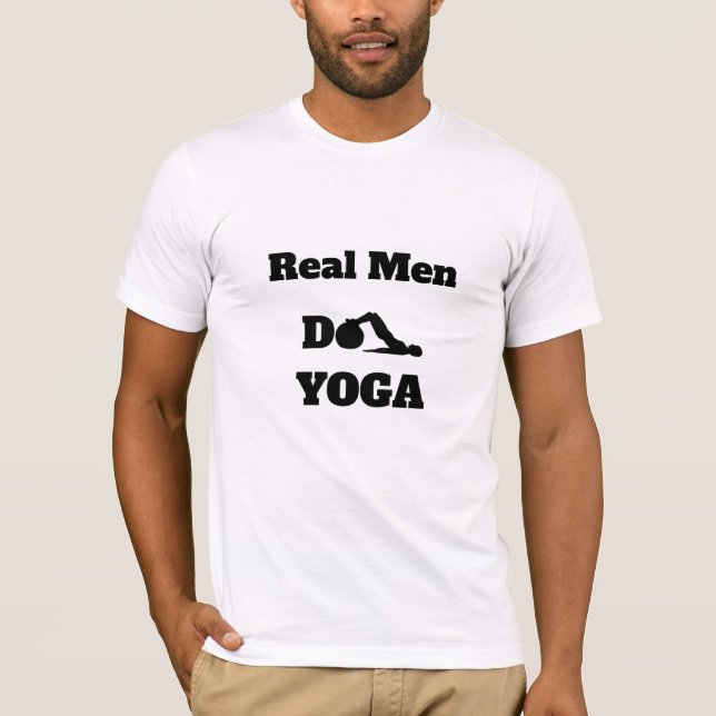 *~* Yoga - Real Men Do YOGA White T-Shirt (Vorderseite)