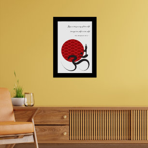 Yoga & Red Sun Om Ohm Symbol Spirituelles Poster