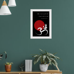 Yoga & Red Sun Om Ohm Symbol Spirituelles Poster