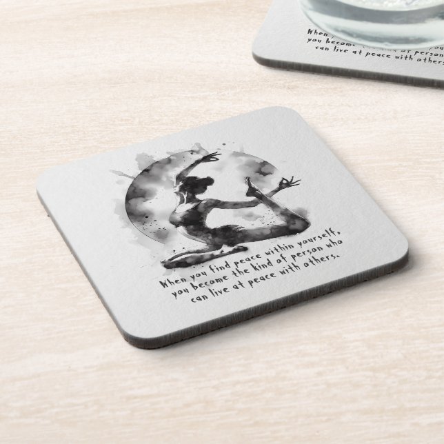 Yoga Reiki Einbeinige Königtaube-Pose Getränkeuntersetzer (Linke Seite)