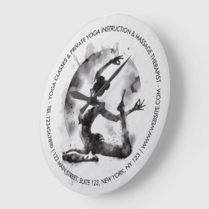 Yoga Reiki Einbeinige Königtaube-Pose Große Wanduhr
