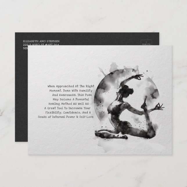 Yoga Reiki Einbeinige Königtaube-Pose Postkarte (Vorne/Hinten)
