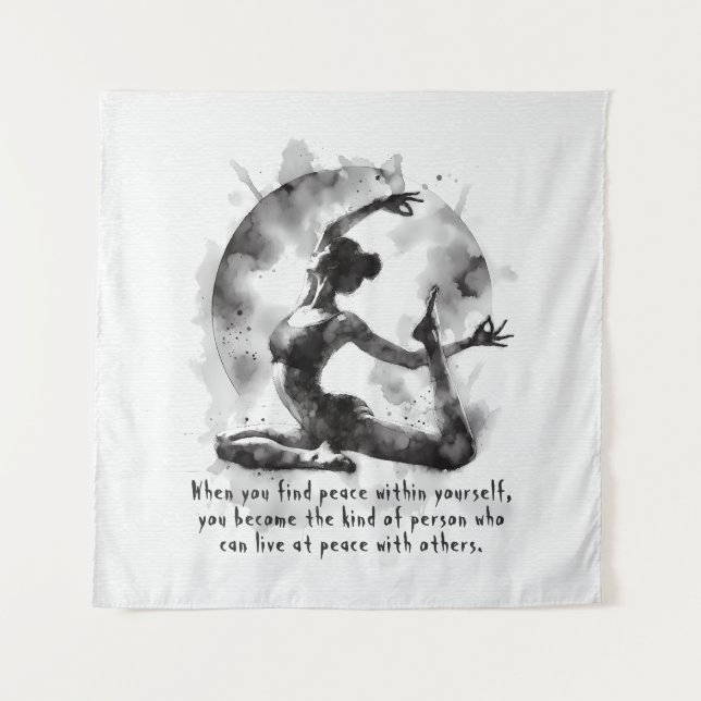 Yoga Reiki Einbeinige Königtaube-Pose Wandteppich (Vorderseite)