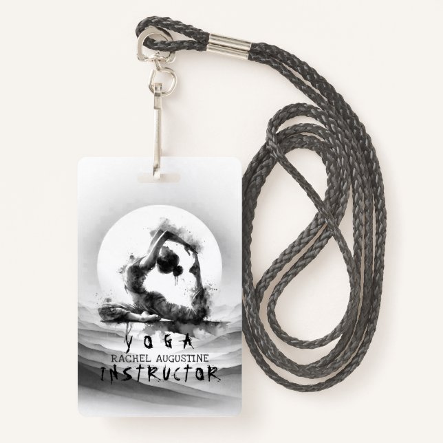 Yoga Reiki Einbeinige Königtaube Pose Wasserfarbe Ausweis (Vorderseite mit Schlüsselband)