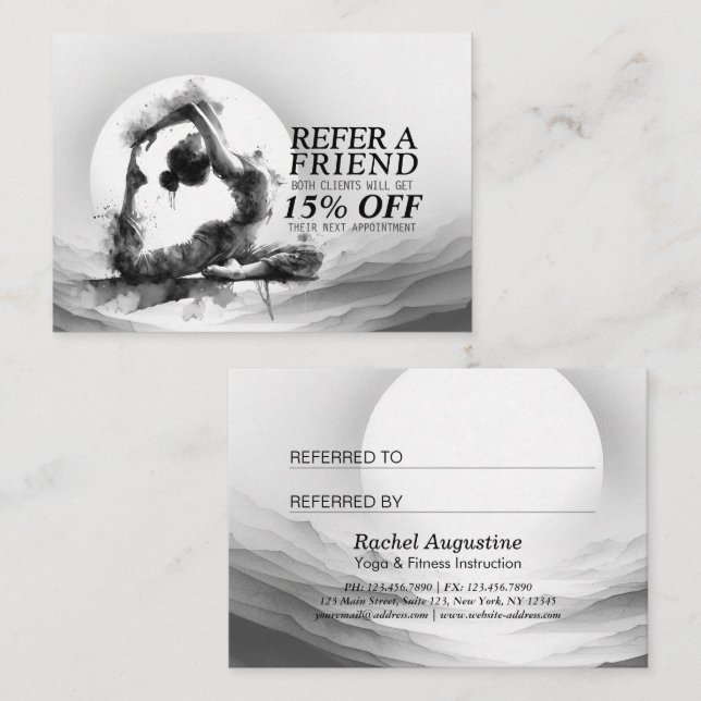 Yoga Reiki Einbeinige Königtaube Pose Wasserfarbe Empfehlungskarte (Vorne/Hinten)