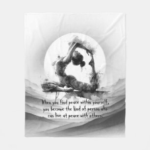 Yoga Reiki Einbeinige Königtaube Pose Wasserfarbe Fleecedecke