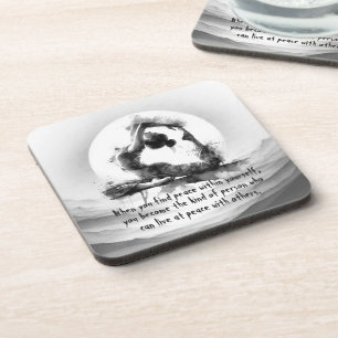 Yoga Reiki Einbeinige Königtaube Pose Wasserfarbe Getränkeuntersetzer