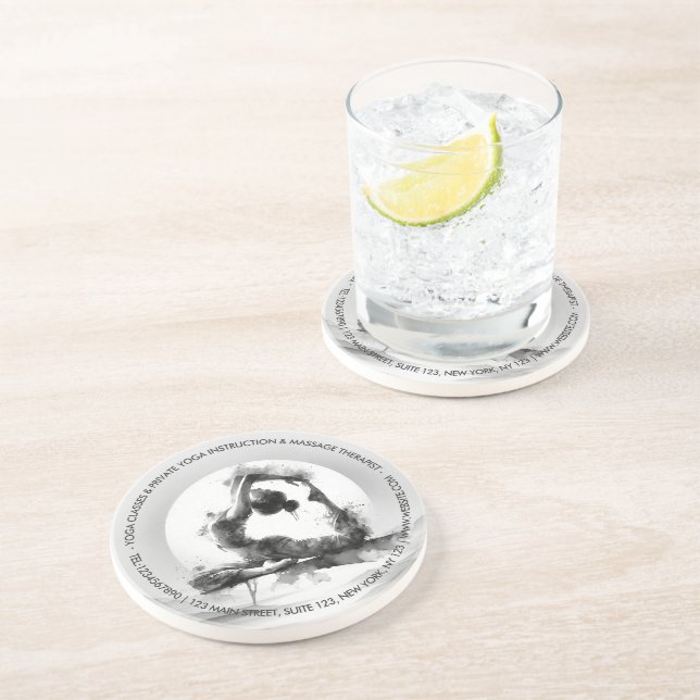 Yoga Reiki Einbeinige Königtaube Pose Wasserfarbe Getränkeuntersetzer (Seite)