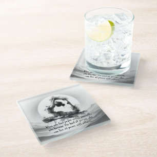 Yoga Reiki Einbeinige Königtaube Pose Wasserfarbe Glasuntersetzer