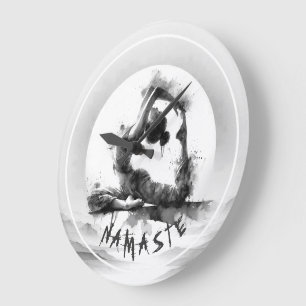 Yoga Reiki Einbeinige Königtaube Pose Wasserfarbe Große Wanduhr
