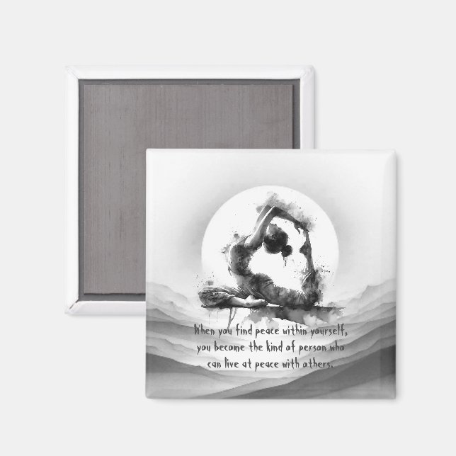 Yoga Reiki Einbeinige Königtaube Pose Wasserfarbe Magnet (Vorderseite/Rückseite)