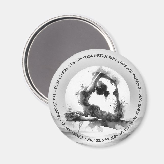 Yoga Reiki Einbeinige Königtaube Pose Wasserfarbe Magnet (Vorderseite/Rückseite)