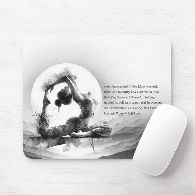 Yoga Reiki Einbeinige Königtaube Pose Wasserfarbe Mousepad (Mit Mouse)