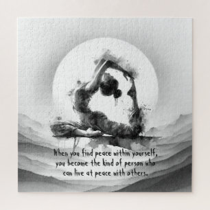 Yoga Reiki Einbeinige Königtaube Pose Wasserfarbe Puzzle