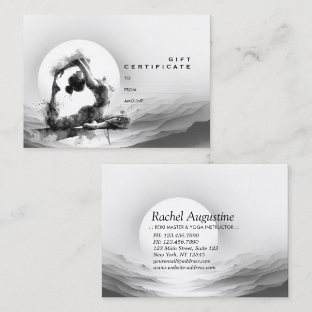 Yoga Reiki Einbeinige Königtaube Pose Wasserfarbe Rabattkarte (Vorne/Hinten)