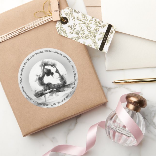 Yoga Reiki Einbeinige Königtaube Pose Wasserfarbe Runder Aufkleber (Schenken)