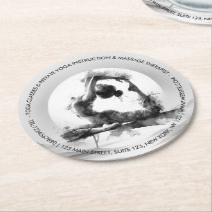 Yoga Reiki Einbeinige Königtaube Pose Wasserfarbe Runder Pappuntersetzer