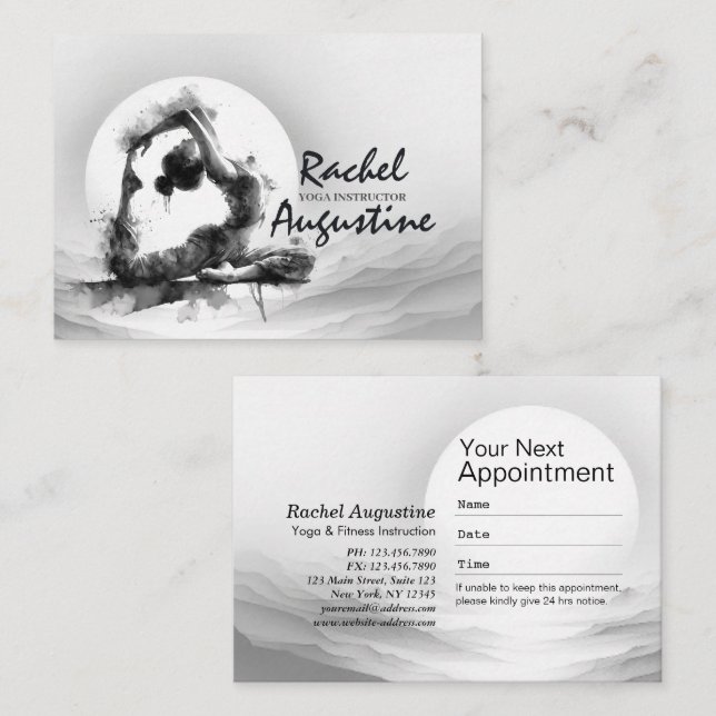 Yoga Reiki Einbeinige Königtaube Pose Wasserfarbe Terminkarte (Vorne/Hinten)