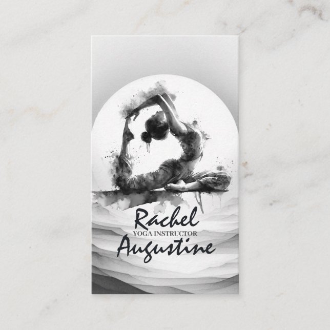 Yoga Reiki Einbeinige Königtaube Pose Wasserfarbe Visitenkarte (Vorderseite)