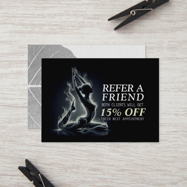 Yoga Reiki Instructor Pose Empfehlungskarte (Vorderseite/Rückseite Beispiel)