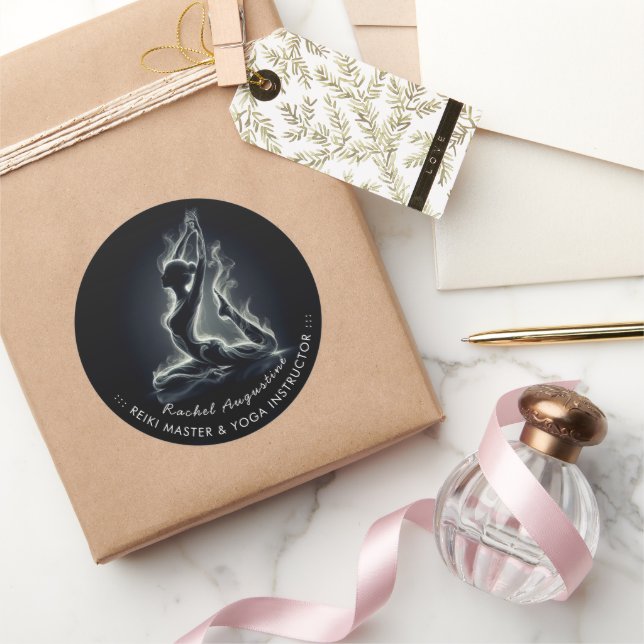 Yoga Reiki Instructor Pose Runder Aufkleber (Schenken)