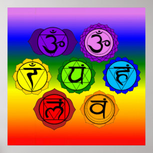 Yoga Reiki sieben Chakras Symbol-Regenbogen Poster