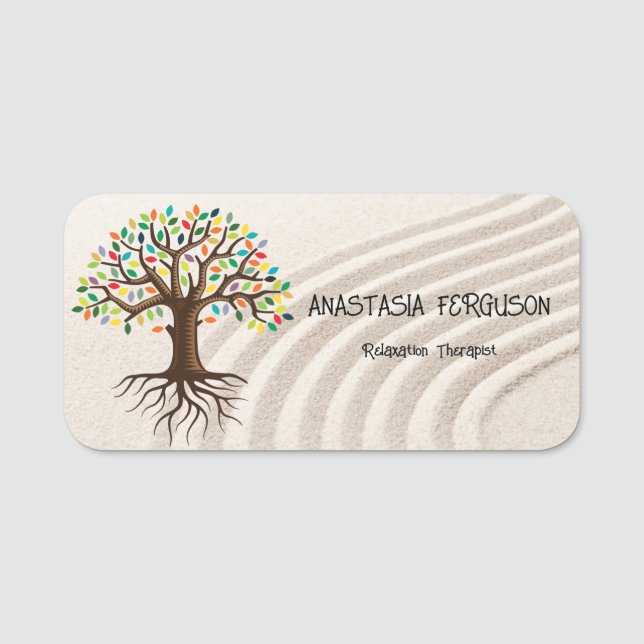 Yoga Relaxation Tree of Life Simple Logo Namensschild (Vorderseite)