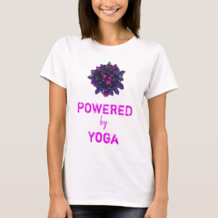 *~* YOGA Rosa-lila Kristallbereich-Frauen weiß T-Shirt