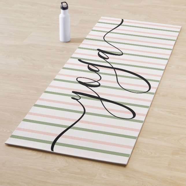 Yoga Rosa und Grüne Streifen atmen Yogamatte (Beispiel)