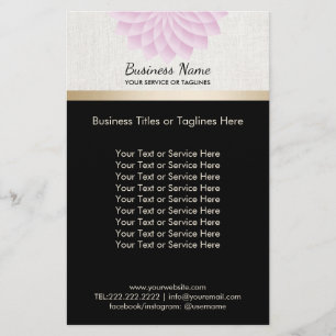 Yoga-Salon SPA Lotus Florales Elegantes Goldstreif Flyer