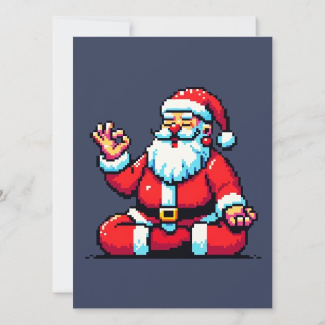 Yoga Santa 8Bit Holiday Fitness Humorvolle Pixel A Karte (Vorderseite)