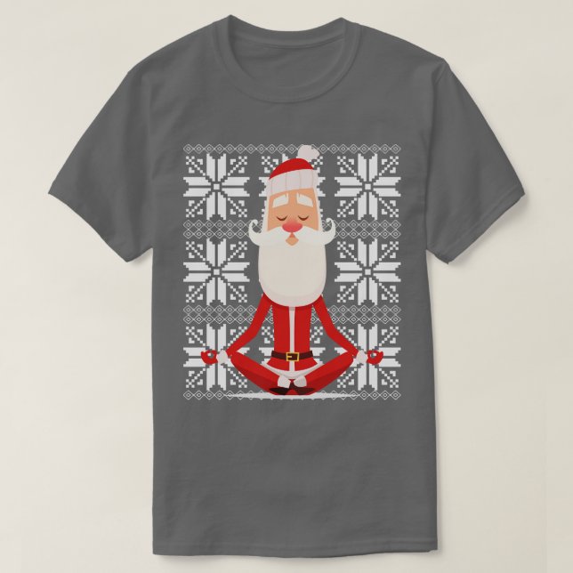 Yoga Santa meditation Ugly Christmas Sweater Desig T-Shirt (Design vorne)
